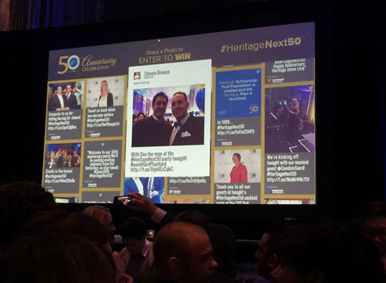 Social media wall at an event